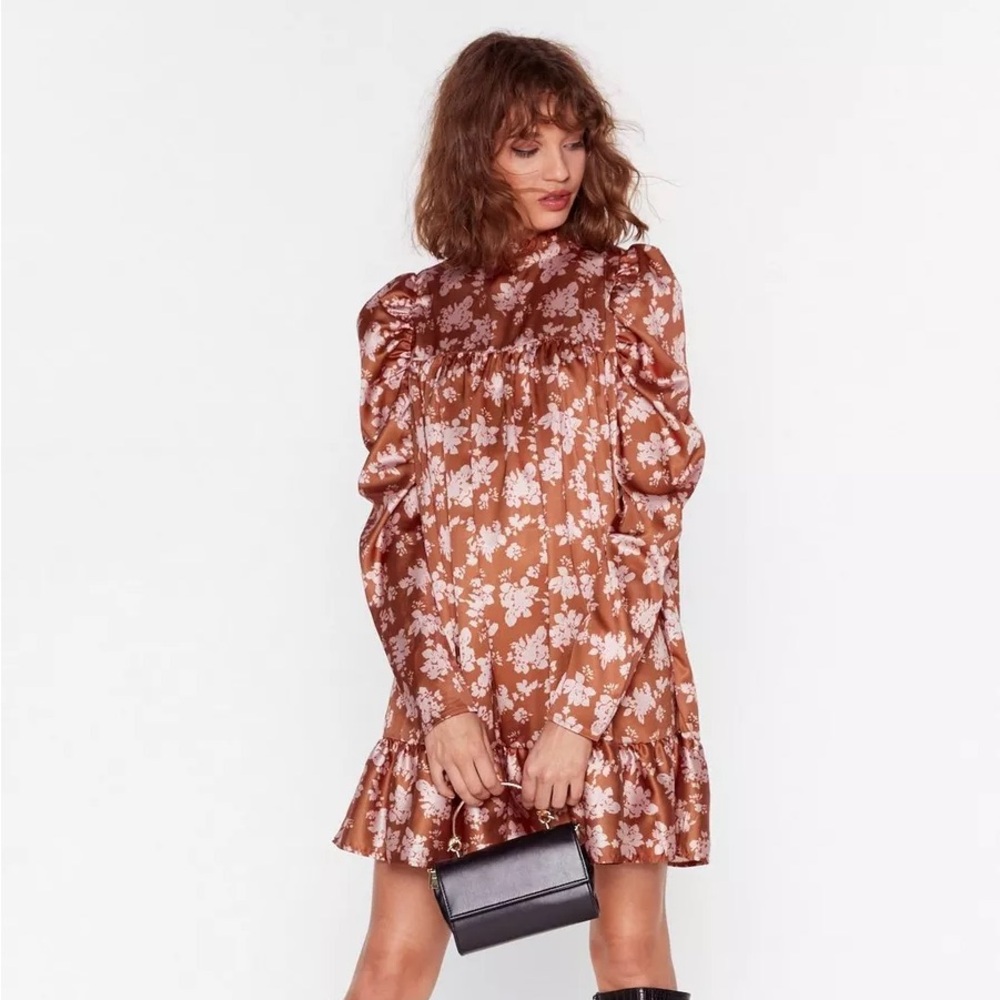Flower Grown Wild Satin Mini Dress 💐 D26 - Picture 3 of 8